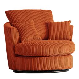 Furnishings For Less UK Luxor Jumbo Cord Fabric Single Seater 360 Degree Swivel Chair Sofa Accessory in Orange - thumbnail 1