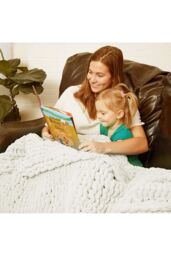 Living and Home Chunky Knit Throw Blanket 100x150cm in White - Size: 100x150 cm - thumbnail 5