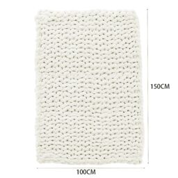 Living and Home Chunky Knit Throw Blanket 100x150cm in White - Size: 100x150 cm - thumbnail 6