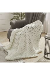 Living and Home Chunky Knit Throw Blanket 100x150cm in White - Size: 100x150 cm