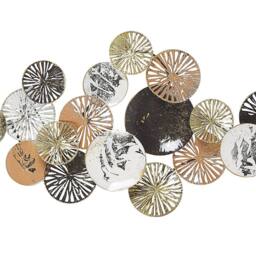 Wyld and Coco Copper and Gold Metal Round Wall Art 50cm - Industrial Modern in Silver - thumbnail 2