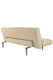 Living and Home 3 Seater Upholstered Sofa Bed with Wood Legs in Khaki - thumbnail 3