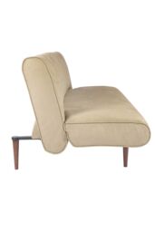 Living and Home 3 Seater Upholstered Sofa Bed with Wood Legs in Khaki - thumbnail 4