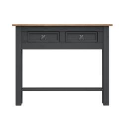 SPETLEK Console Table Charcoal 2 Drawer Solid Wood Pine in Grey - Size: 0.6m2 - thumbnail 2