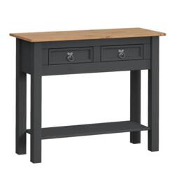 SPETLEK Console Table Charcoal 2 Drawer Solid Wood Pine in Grey - Size: 0.6m2 - thumbnail 1