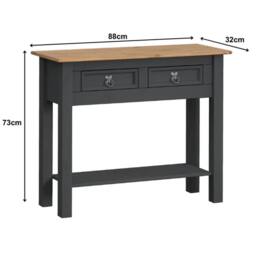 SPETLEK Console Table Charcoal 2 Drawer Solid Wood Pine in Grey - Size: 0.6m2 - thumbnail 3