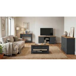 SPETLEK Console Table Charcoal 2 Drawer Solid Wood Pine in Grey - Size: 0.6m2 - thumbnail 4