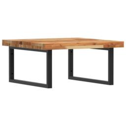 Berkfield Home Elegant Basin Shelf Wall Mounted Steel & Solid Wood Acacia in Brown - thumbnail 3