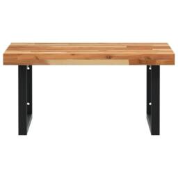 Berkfield Home Elegant Basin Shelf Wall Mounted Steel & Solid Wood Acacia in Brown - thumbnail 4