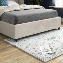 KDMD Winchester Curved Top Curved Winged Upholstered Soft Velvet Designer Bed Frame in Cream - Size: Small Single - thumbnail 4