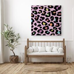 Warren Reed - Designer Pink Leopard Print Canvas - Size: w40 inch x h40 inch - thumbnail 3