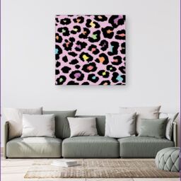 Warren Reed - Designer Pink Leopard Print Canvas - Size: w40 inch x h40 inch - thumbnail 4