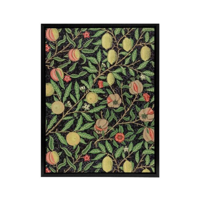 "Artery8 Pomegranate & Citrus Pattern Framed Canvas Wall Art Print Morris in Green - Size: W12"" x H16""" - image 1