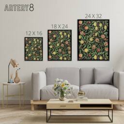 "Artery8 Pomegranate & Citrus Pattern Framed Canvas Wall Art Print Morris in Green - Size: W12"" x H16""" - thumbnail 4