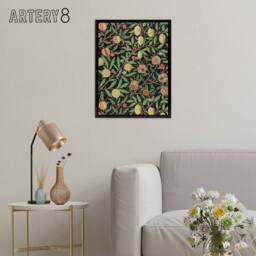 "Artery8 Pomegranate & Citrus Pattern Framed Canvas Wall Art Print Morris in Green - Size: W12"" x H16""" - thumbnail 3