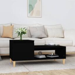 Berkfield Home Decorative Coffee Table Black 100x50x45 cm Engineered Wood - Size: 100 x 50 x 45 cm - thumbnail 2