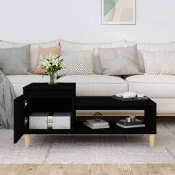 Berkfield Home Decorative Coffee Table Black 100x50x45 cm Engineered Wood - Size: 100 x 50 x 45 cm - thumbnail 1