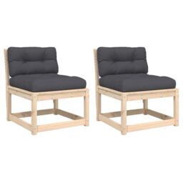 Berkfield Home Garden Sofas with Cushions 2pcs Solid Wood Pine in Brown - thumbnail 2
