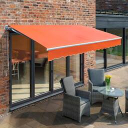 Primrose Awnings Manual Patio Awning Retractable Sun Shade Garden Covering 3.0m x 2.5m in Terracotta