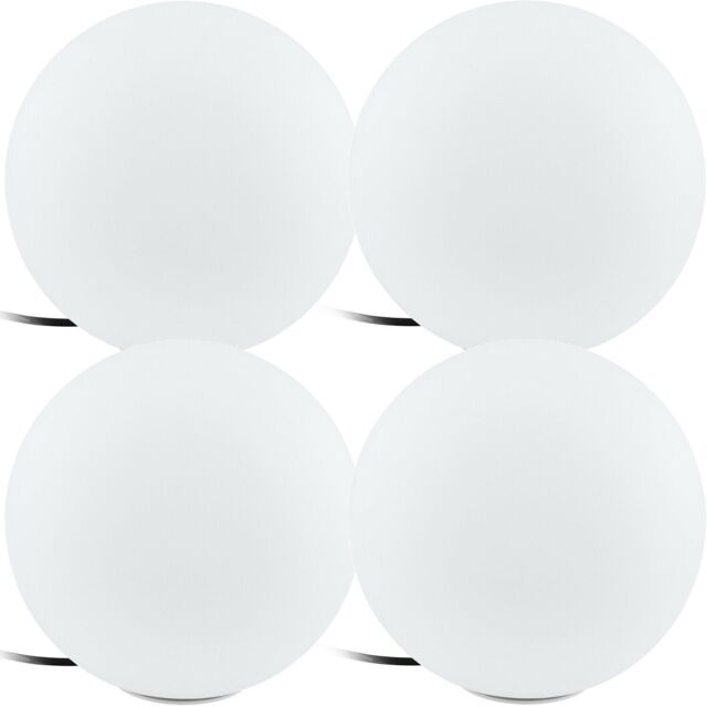 Loops 4 PACK IP65 Outdoor Garden Ball Light White Plastic 1x 40W E27 300mm Globe - image 1