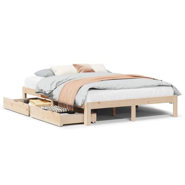 Berkfield Home Bed Frame with Drawers without Mattress 120x190 cm Small Double in Light Tan - image 1