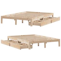 Berkfield Home Bed Frame with Drawers without Mattress 120x190 cm Small Double in Light Tan - thumbnail 9