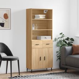 Berkfield Home Highboard Sonoma Oak 69.5x34x180 cm Engineered Wood in Brown - thumbnail 1