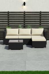 HD Designs 4 Seater Rattan Cushioned Sofa with Table Fabric Garden Furniture Set in Black - thumbnail 6