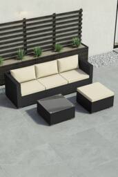 HD Designs 4 Seater Rattan Cushioned Sofa with Table Fabric Garden Furniture Set in Black - thumbnail 8