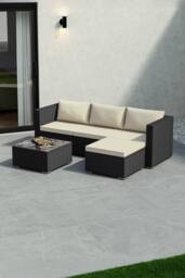 HD Designs 4 Seater Rattan Cushioned Sofa with Table Fabric Garden Furniture Set in Black - thumbnail 1