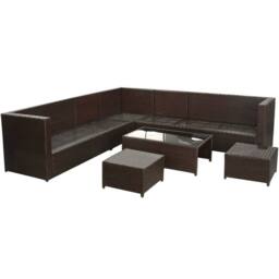 Berkfield Home Soft 8 Piece Garden Lounge Set with Cushions Poly Rattan Brown - thumbnail 3
