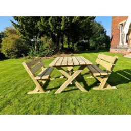 Churnet Valley Garden Furniture Ltd Ashcombe Table Set - Sits 4 - Set of Waterproof Cushions Included in Brown - thumbnail 4