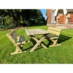 Churnet Valley Garden Furniture Ltd Ashcombe Table Set - Sits 4 - Set of Waterproof Cushions Included in Brown - thumbnail 2