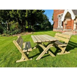 Churnet Valley Garden Furniture Ltd Ashcombe Table Set - Sits 4 - Set of Waterproof Cushions Included in Brown - thumbnail 1
