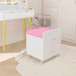 KORVIXA Pink Vanity Stool with Storage Padded Seat - Size: 100 cm - thumbnail 4