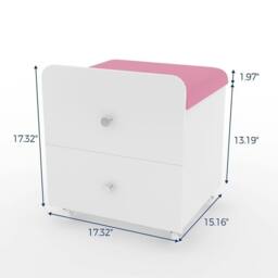 KORVIXA Pink Vanity Stool with Storage Padded Seat - Size: 100 cm - thumbnail 2