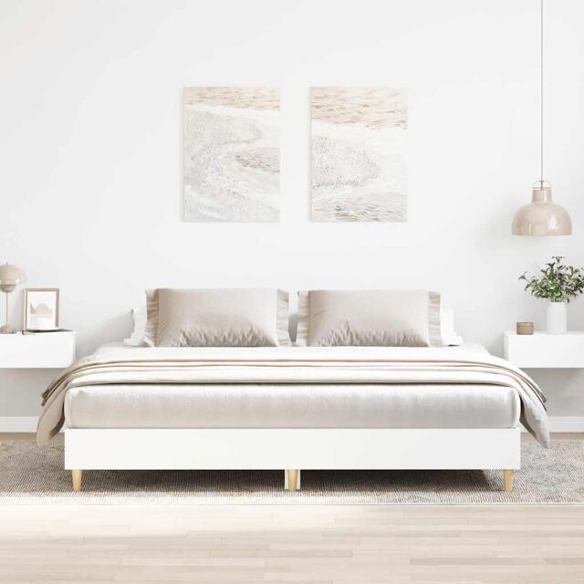 Berkfield Home Bed Frame without Mattress White 160x200cm Engineered Wood - Size: 160x200 cm - image 1