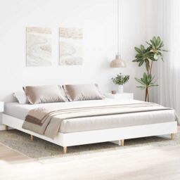 Berkfield Home Bed Frame without Mattress White 160x200cm Engineered Wood - Size: 160x200 cm - thumbnail 3