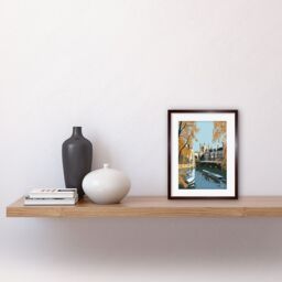 "Artery8 Wall Art Print River Cam & University Buildings of Cambridge Artwork Framed 9X7 Inch in Brown - Size: W7"" x H9""" - thumbnail 2