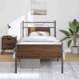 Berkfield Home Bed Frame without Mattress Brown Oak 80x200 cm Engineered Wood - thumbnail 4