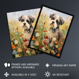 Artery8 Shih Tzu In Wildflower Field Claude Monet Style Dog Oil Painting Large Wall Unframed Art Poster Print Thick Paper 18X24 Inch - thumbnail 2
