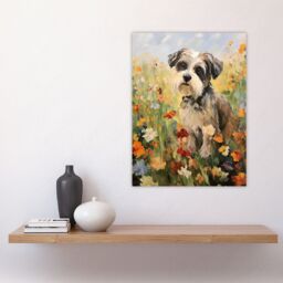 Artery8 Shih Tzu In Wildflower Field Claude Monet Style Dog Oil Painting Large Wall Unframed Art Poster Print Thick Paper 18X24 Inch - thumbnail 4