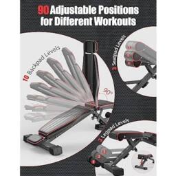 NESTLUNE Weight Bench Adjustable Foldable Strength Training in Black - Size: 0-18 m - thumbnail 5