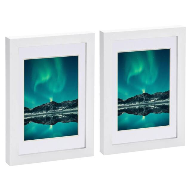 "Nicola Spring Photo Frames with 4"" x 6"" Mount - A5 (6"" x 8"") - White Mount - Pack of 2" - image 1