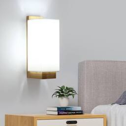 Goeco Modern E27 Wall Lamp Minimalist Design Glass Lampshade for Bedroom in Natural