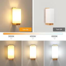 Goeco Modern E27 Wall Lamp Minimalist Design Glass Lampshade for Bedroom in Natural - thumbnail 7