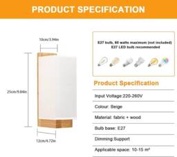 Goeco Modern E27 Wall Lamp Minimalist Design Glass Lampshade for Bedroom in Natural - thumbnail 5