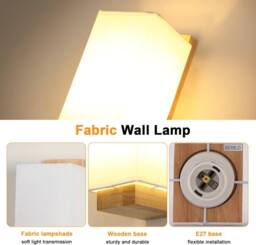 Goeco Modern E27 Wall Lamp Minimalist Design Glass Lampshade for Bedroom in Natural - thumbnail 6