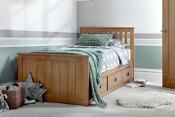 Time4sleep Captain Oak Finish 3 Drawer Wooden Storage Bed in Light Oak - Size: Single - thumbnail 2