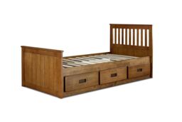 Time4sleep Captain Oak Finish 3 Drawer Wooden Storage Bed in Light Oak - Size: Single - thumbnail 4